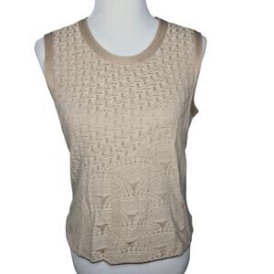 Giorgio Armani Beige Sleeveless Top Sweater Knit Tank Vest Size 6 Vintage